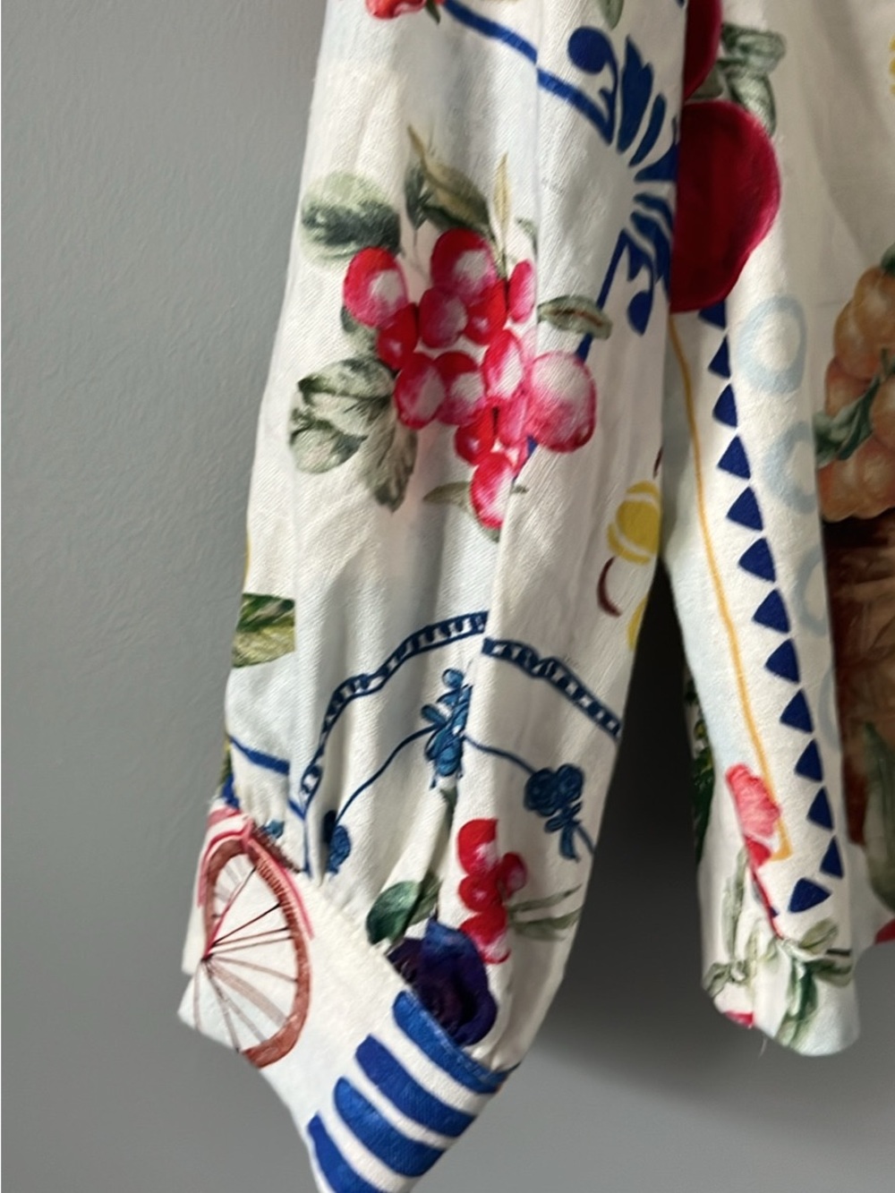 Rachel Zoe White Multi Mediterranean Floral Tie-Front Blouse - Picture 5 of 10
